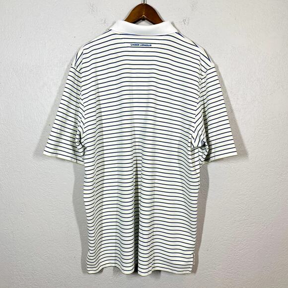 Under Armour Striped Polo Casual Shirt Short Sleeve Embroidered Golf - XXL - Picture 4 of 4